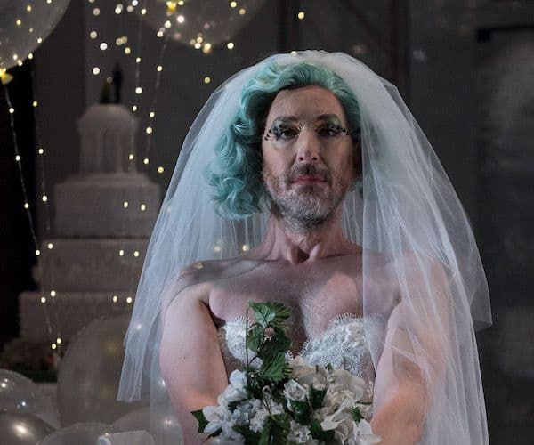 Kanen Breen as Platee, dressed as a bride for Pinchgut Opera at City Recital Hall