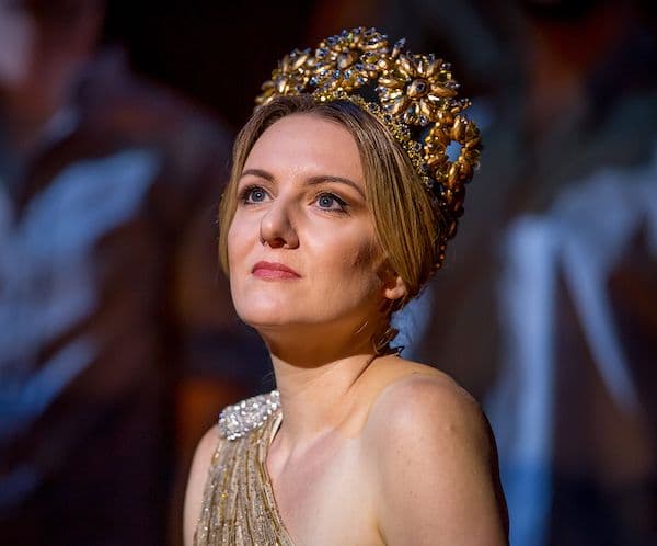 Celeste Lazarenko in a crown onstage at the City Recital Hall for Pinchgut Opera