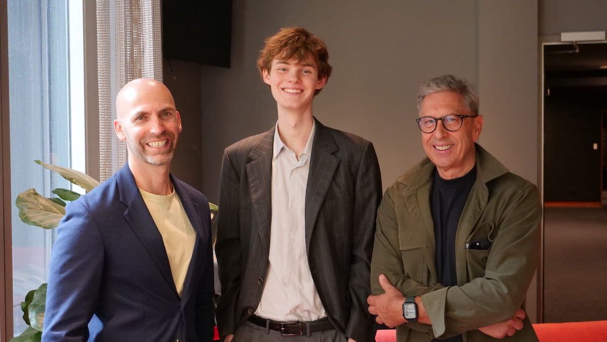 Artistic director Erin Helyard, stands with continuo fellow Liam Green and former Board Chair Norman Gillespie